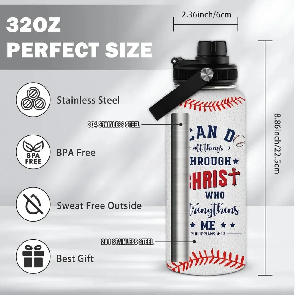 32 Oz Stainless Steel Christian Water Bottle Bible Verse Inspirational Gift - Picture 3 of 8